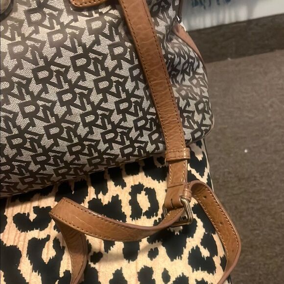 DKNY Brown and Tan Logo Satchel - Picture 10 of 13